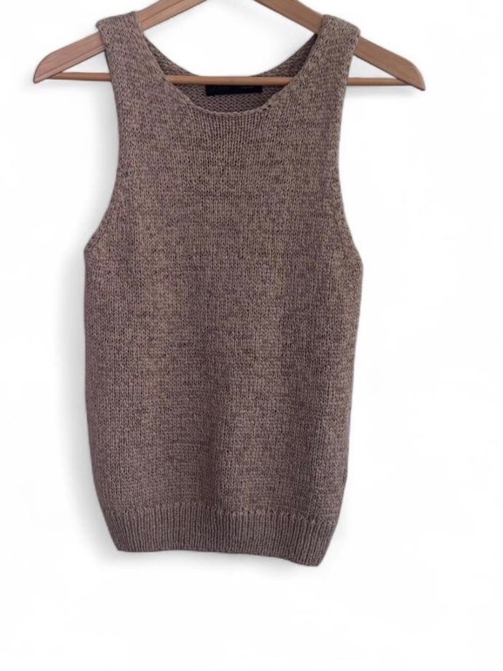 Zara Taupe Chunky‎ Knit Sleeveless Top